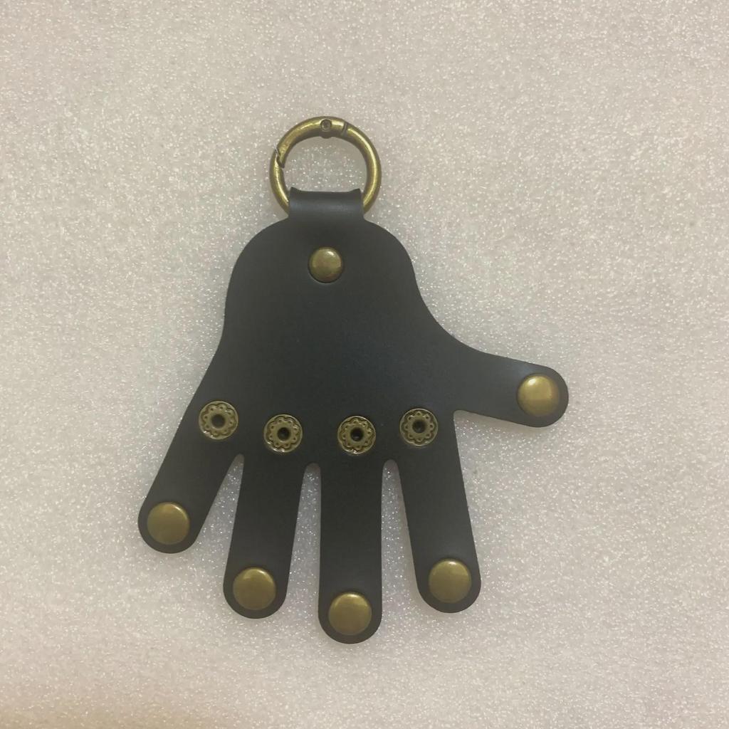 Palm-Shaped Keychain Pendant In Leather