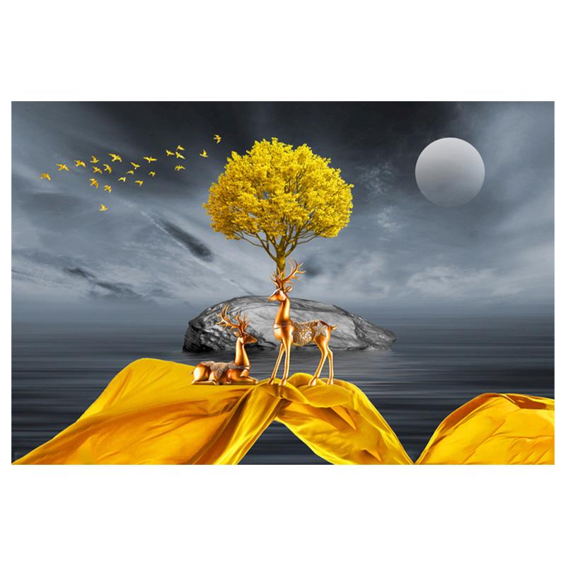 Modern Decoration Canvas Painting Deer And Stone Wall Art Pictures For Living Room Lucky Entrance Posters And Prints Home Decor