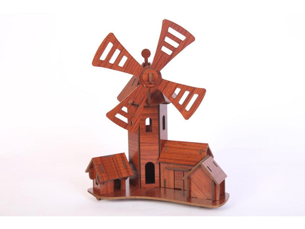 Дышите свежим воздухом Голландская ветряная мельница Деревянная 3D-пазл Модель Игрушка Украшение