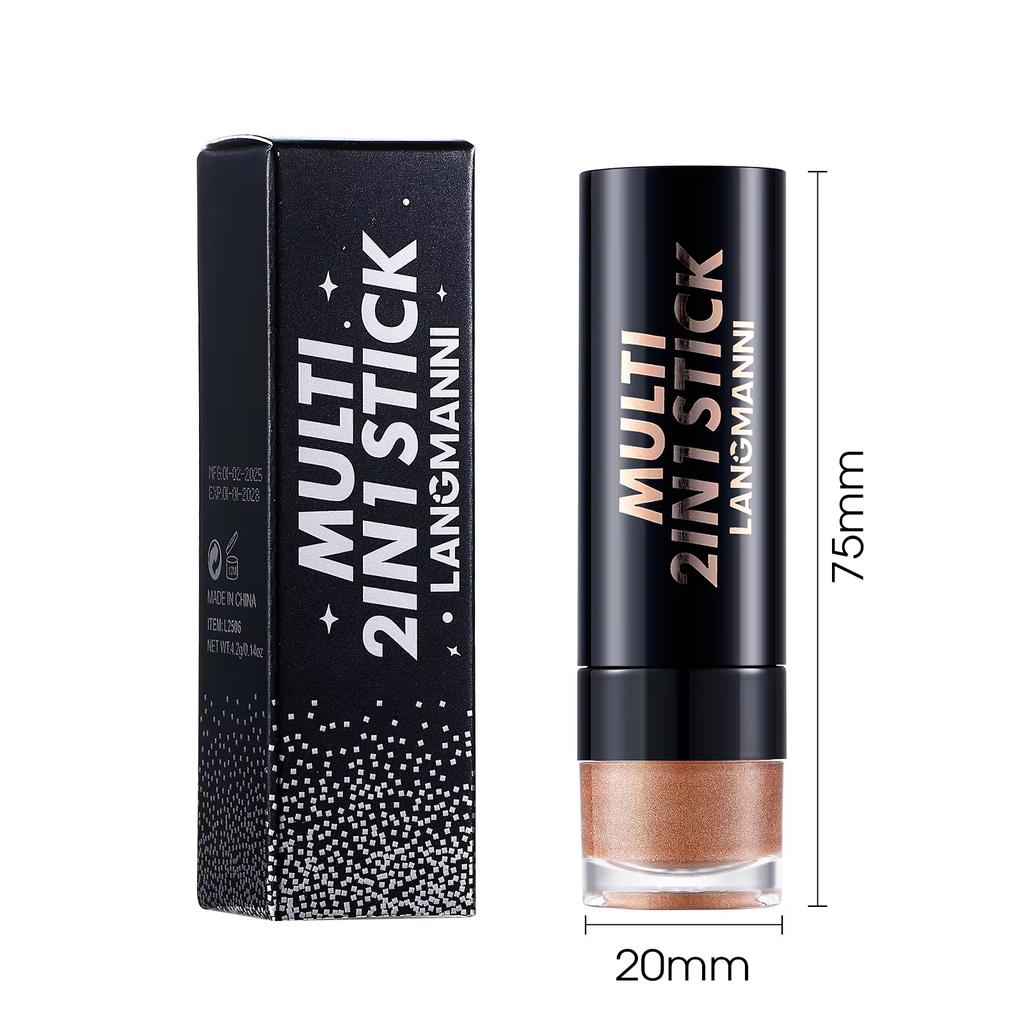 2 в 1 Пуля Перламутровые Тени для век Карандаш-заостренная подводка для глаз Карамельно-коричневый Черный Тени для век Макияж Шелковистые Гладкие Водостойкие Стойкие Тени для век