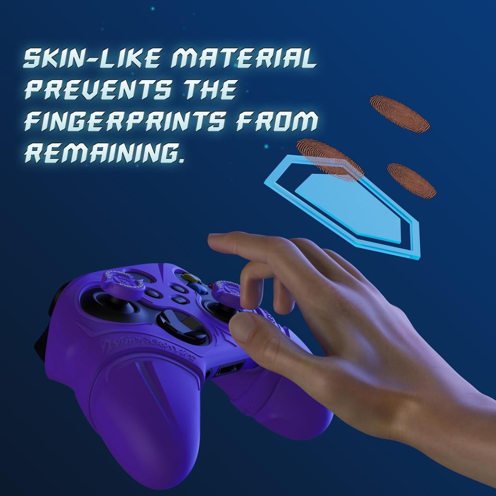 PlayVital Silicone Controller Cover for Xbox Series with Thumb Caps and Stickers Grip Shock Absorption Runes Edition X/S – Non-Slip Skin, – (Purple)