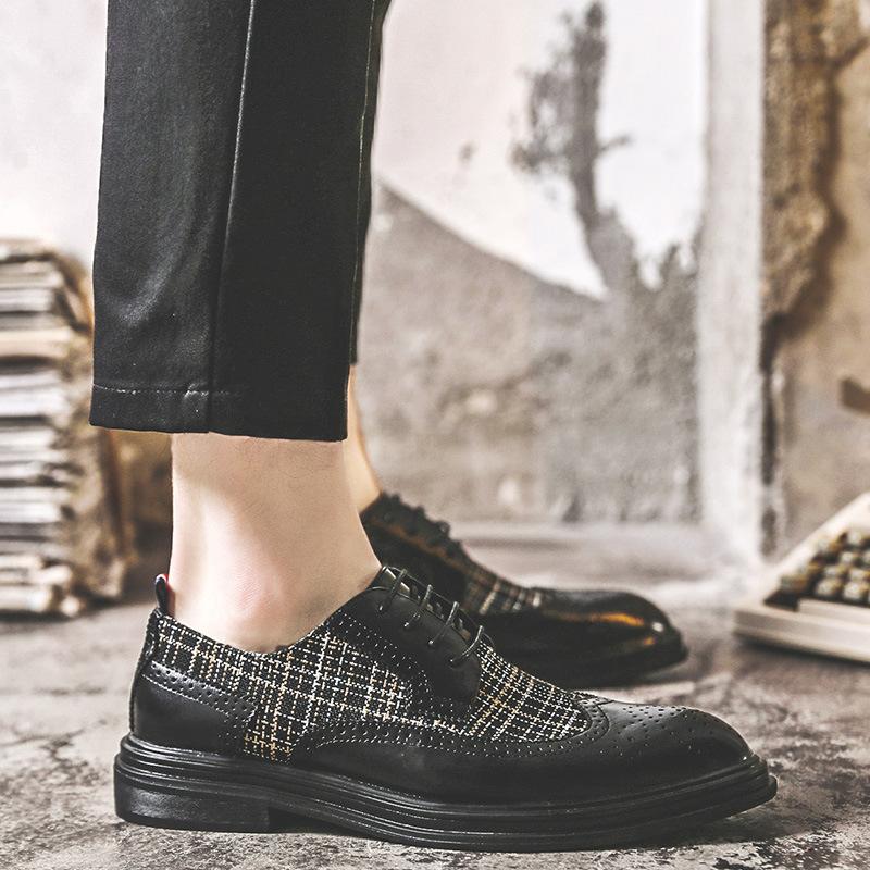 Весна и лето Новые удобные шнурованные трендовые деловые модные мужские туфли с острым носком на низком каблуке мужские кожаные туфли Px55-J