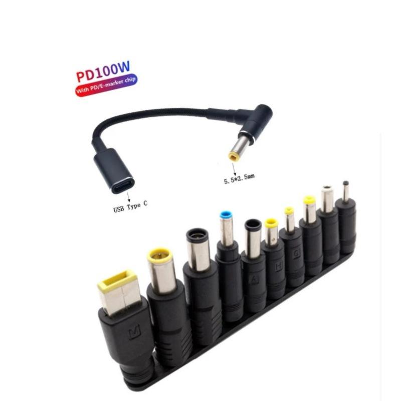 1/10/11 шт. Кабель-адаптер питания 100 Вт USB Type-C Универсальное зарядное устройство для ноутбука Зарядный порт для ноутбука
