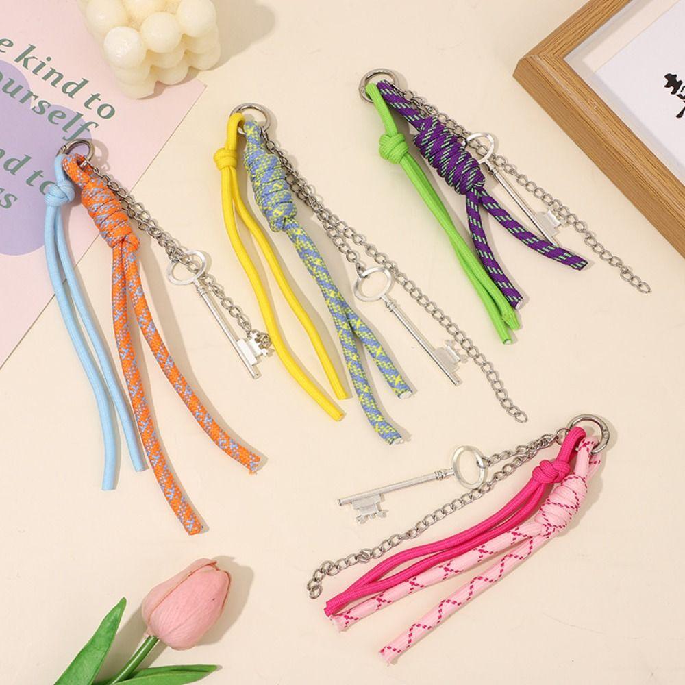 Anti-lost Colorful Braided Lanyard Beaded Nylon Rope Keyring Mobile Phone Lanyard New Year Gifts