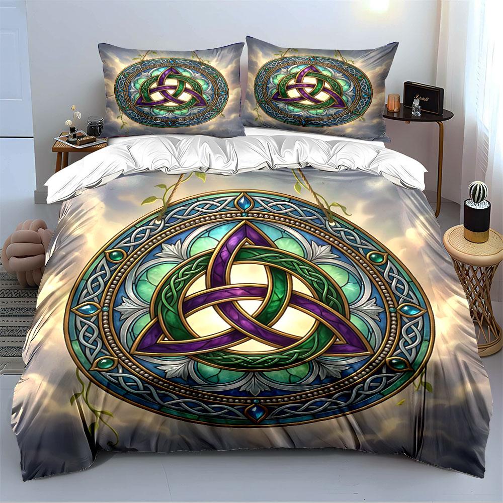Celtic Knot Mandala Design Bedding Duvet Cover Set Duvet Cover Pillowcases  (1*Duvet Cover 2*Pillowcases, without duvet insert)