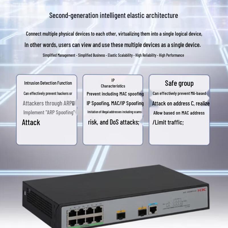 H3C S5008PV5-EI-HPWR 8-Port Gigabit PoE Managed Switch
