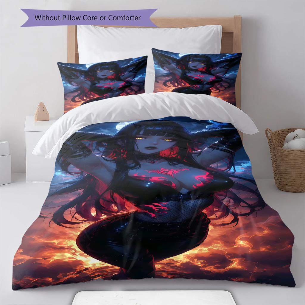 Постельное белье с аниме-рисунком Комплект одеял Покрывало Наволочка Домашний Декор Подарок на День Рождения (1 пододеяльник + 2 наволочки, без наполнителя)