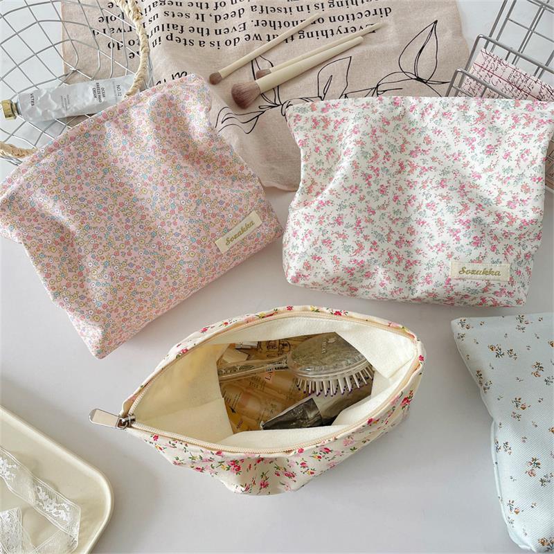Милая Сладкая Цветочная Косметичка Большой Вместимости Портативная Дорожная Сумка для Хранения Макияжа Органайзер Женский Клатч Девичьи Косметички