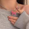 Alloy Horse Pendant Necklace Silver Plated Beads Neck Chain Enamel Pendant Necklace  for Women
