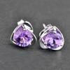 Purple Heart Diamond Stud Earrings – 925 Silver Needle, Fashion Sweet Style for Females and Students