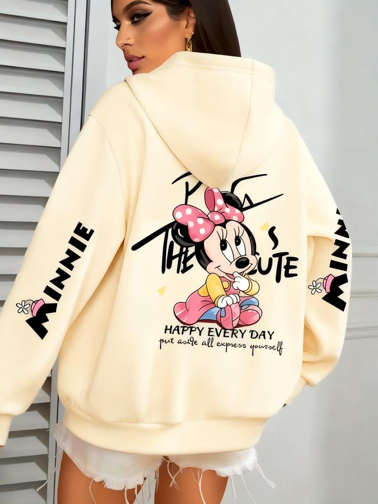 Винтажный пуловер оверсайз с принтом Минни Маус Дисней Женский Мужской Повседневная толстовка Уличная мода Топы Весна Осень Мода