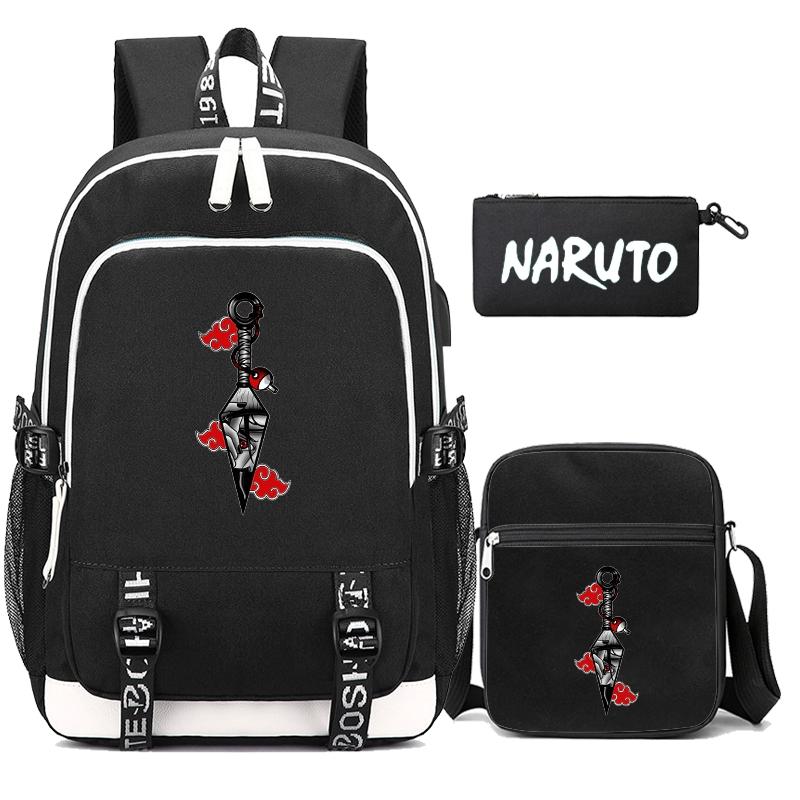 3 шт./компл. рюкзак аниме «Наруто» для мальчиков и девочек-подростков, школьный рюкзак с сумкой на плечо, чехол Pencli, дорожная сумка, рюкзак