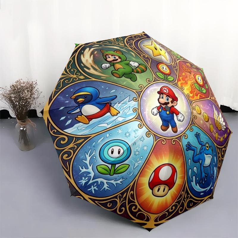 1 шт. Автоматический складной зонт с рисунком Super Mario, 8 спиц, портативный, складной, для путешествий, Рождественский, День рождения, Подарок