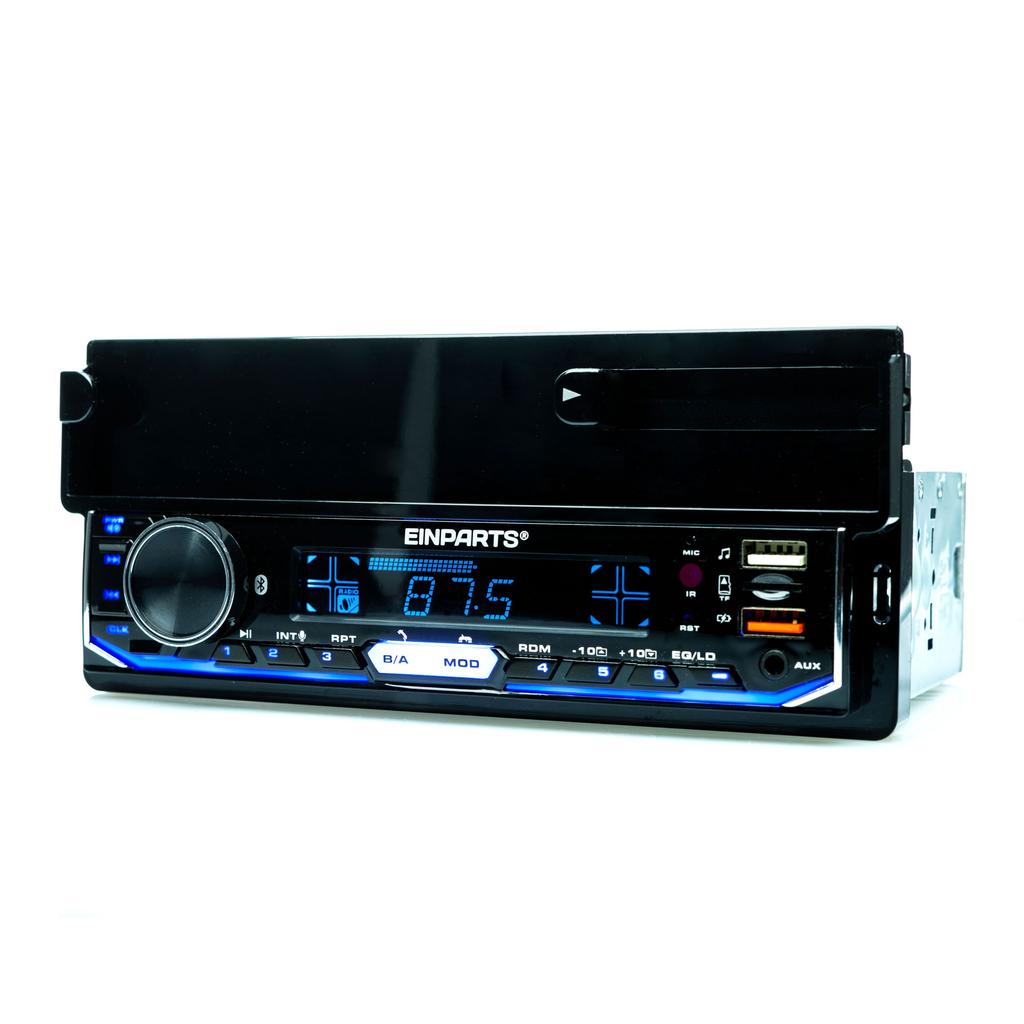 1-Din Car Radio with Phone Holder and Carlive App - 4X50W, USB, Aux