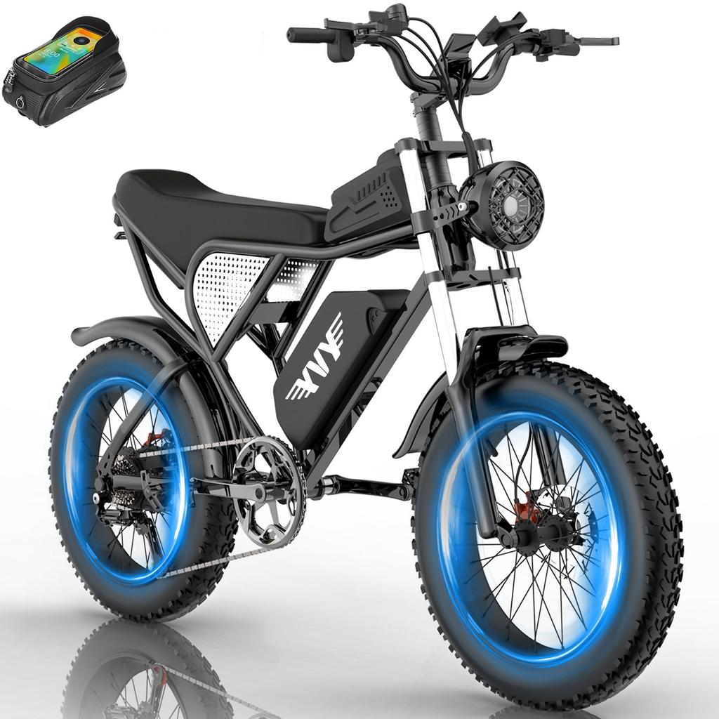 YVY C20 1500W Высокопроизводительный электровелосипед с зеркалом заднего вида, 48В20Ач, 20×4.0 Толстые шины, Полная подвеска, Гидравлические дисковые тормоза Внедорожный электровелосипед