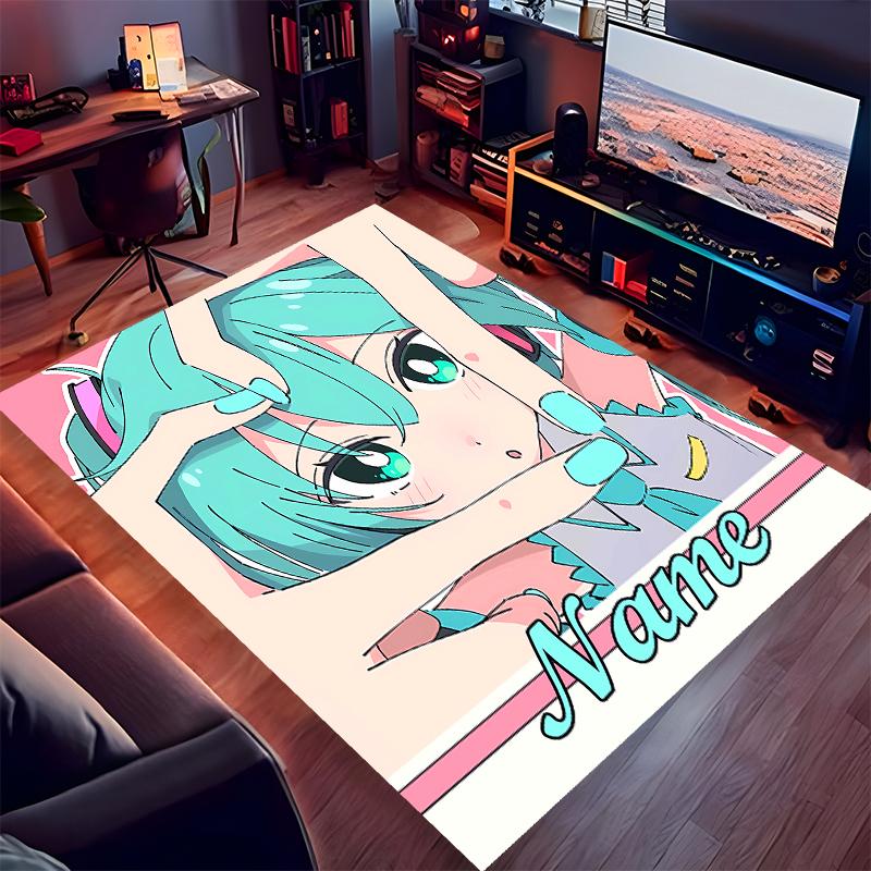 Custom personalization Hatsune Miku Print Area Rug - Soft, Washable Non-Slip Indoor Mat,Living Room,Home&Office Decorative Rug