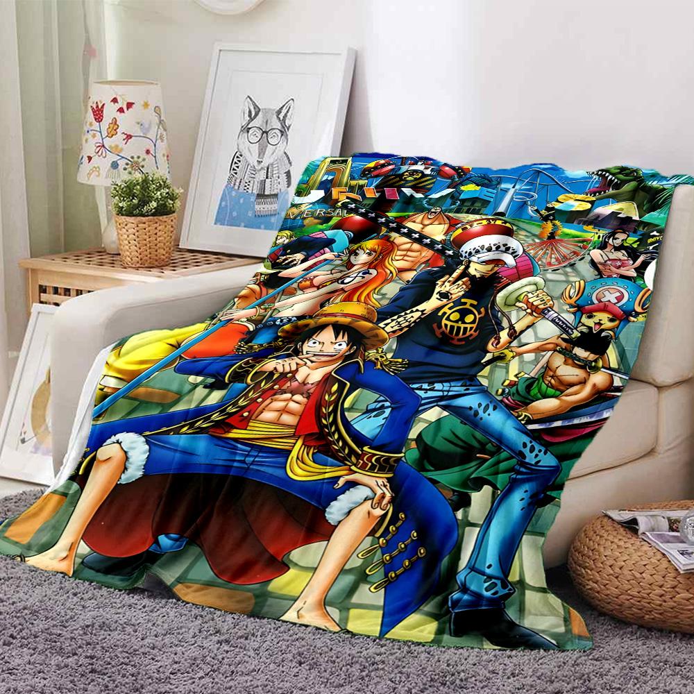 1pc One Piece Adventure flannel Blanket for Super Soft Cute Comfort Blanket for Travel Bedding Couch Sofa Blanket Y8253