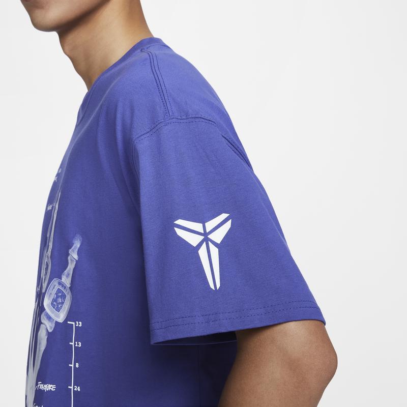 Nike Модная удобная мягкая свободная дышащая универсальная футболка с коротким рукавом Kobe Series Мужские топы Гармонично-синий HV6695432