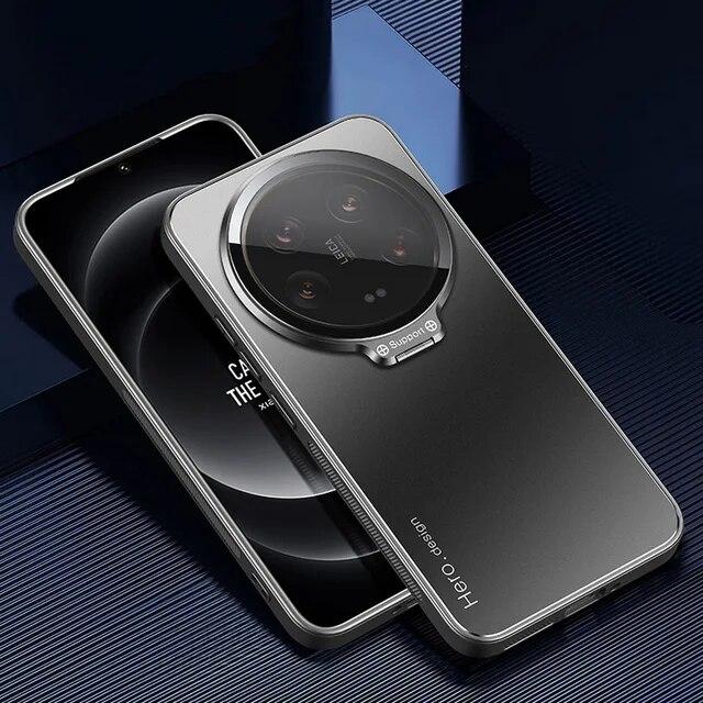 For Xiaomi 14 Ultra 14ultra Metal Lens Camera Holder Cover For Xiaomi Mi14ultra 14 Pro 13T 13 T Slim Shockproof Matte Protection Kickstand Phone Case