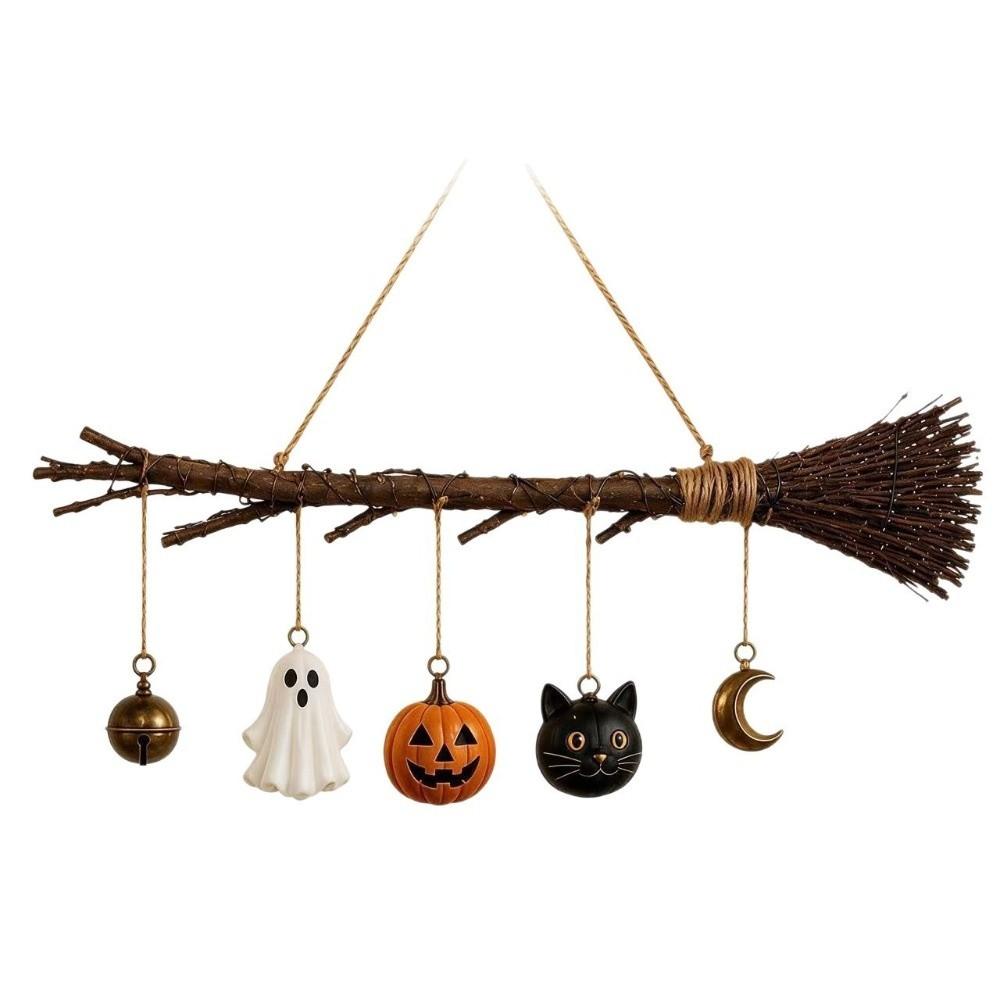 Glowing Halloween Wall Art LED Lighted Glowing Broom Ghost Halloween Props Haunted House