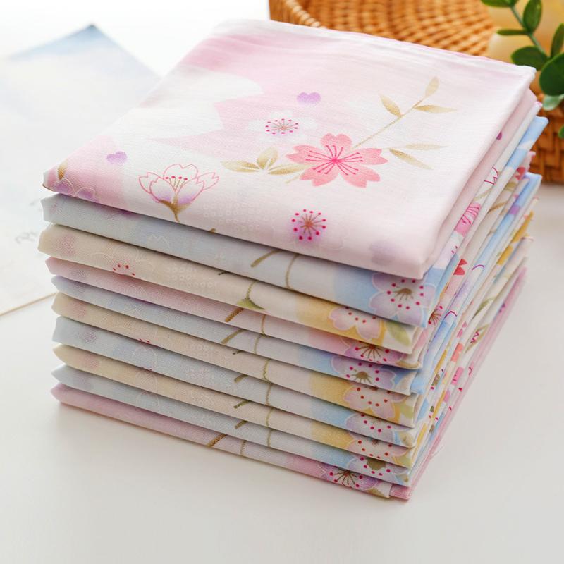3Pcs/Pack Wedding Party Women Handkerchiefs Japanese Style Hand Towel Bandannas Cherry Blossom Ladies' 43x43CM Cotton
