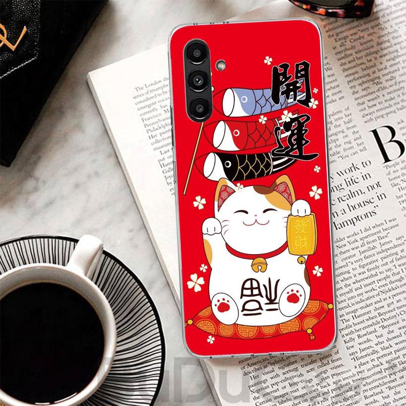 Счастливый Кот Манеки Неко Японский Чехол Для Телефона Для Samsung A17 A16 A26 A36 A56 A15 A14 A13 A55 A54 A53 A35 A34 A33 A25 A24 A23 A05S A