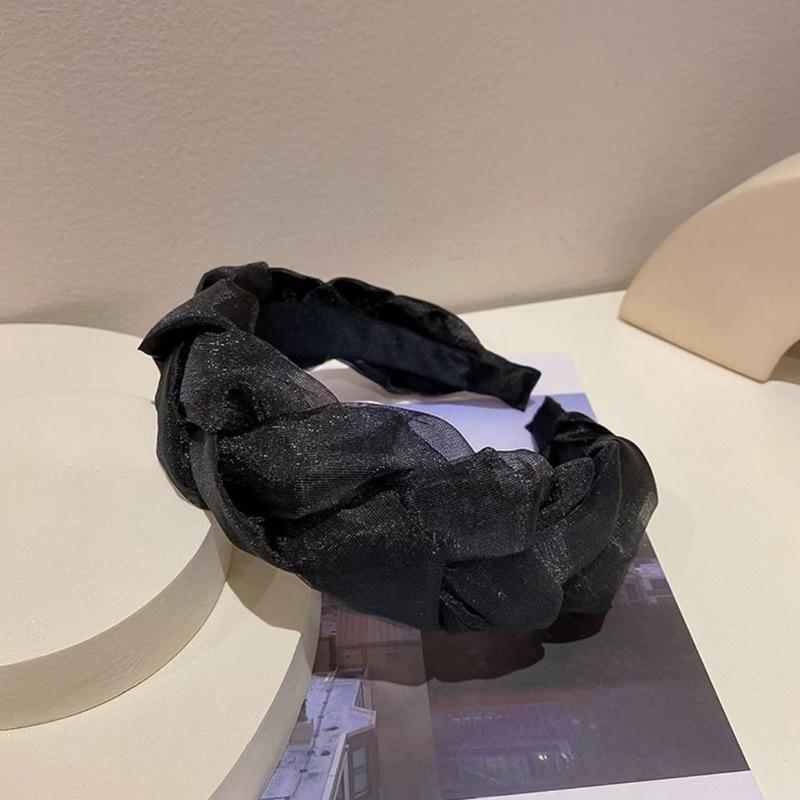 Новые модные повязки на голову женские головные уборы широкая Ободок Атласный обруч для волос Плиссированные повязки для волос Однотонные шелковистые резинки для волос Аксессуары для волос