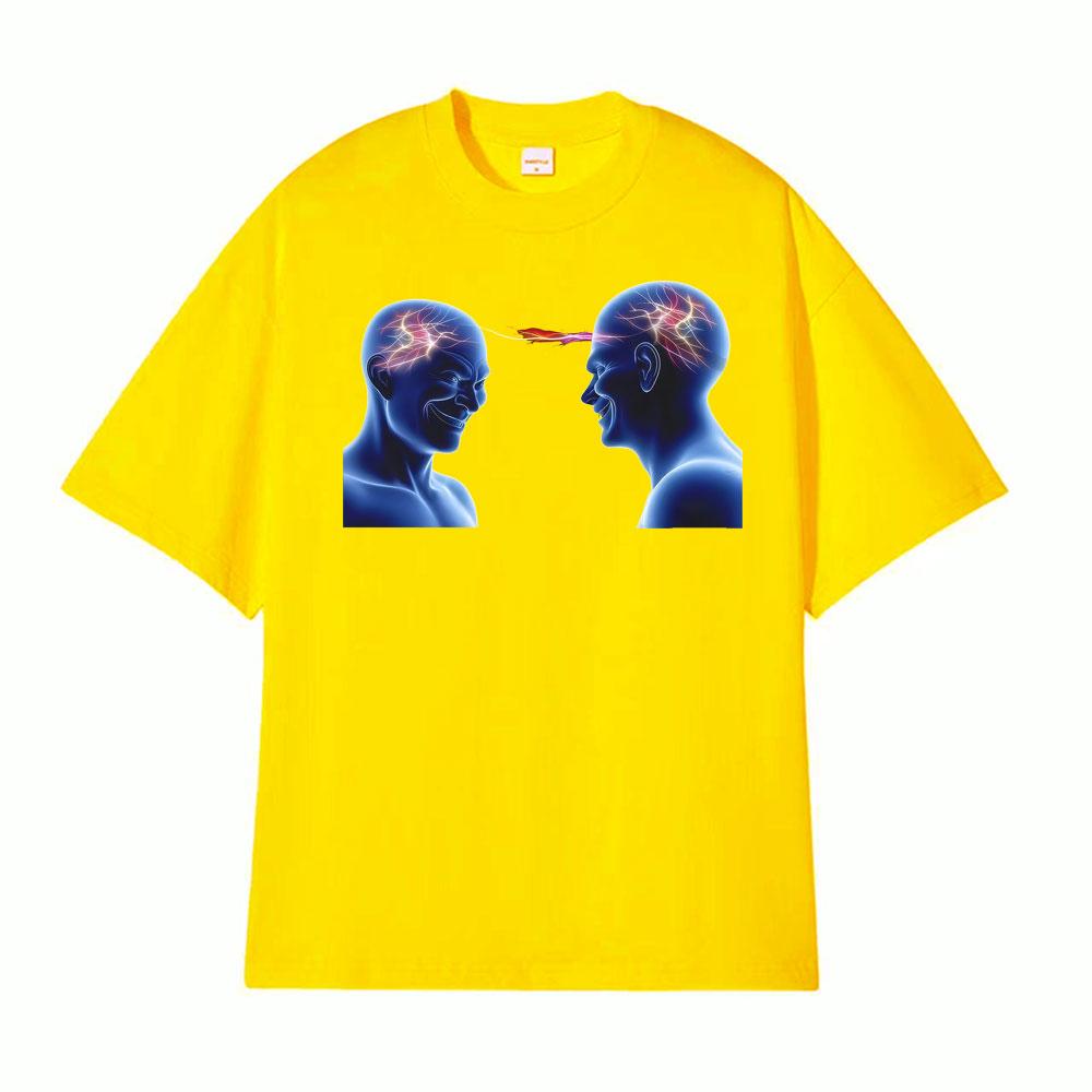 Telepathic Connection Shared Braincell Meme T Shirt Men Women Fashion Classic High Quality Tshirt Oversized Loose Tshirts Tops