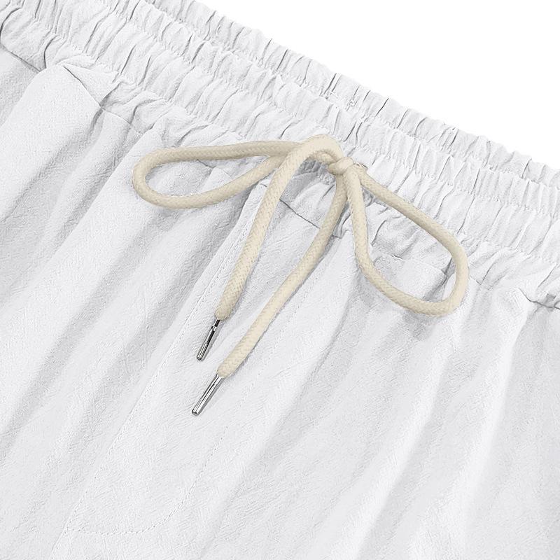 Мужские льняные брюки четыре сезона тонкий дышащий рабочий костюм многокарманные свободные повседневные трендовые широкие брюки