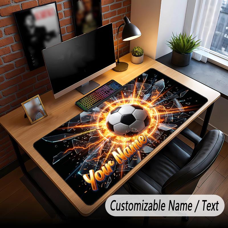 Soccer Theme Custom Mouse Pad Personalized With Name Text Customized Desk Mat For Office Home Decor