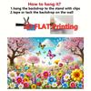2D Enchanted Spring Cherry Blossom Tapestry, Colorful Flowers Garden with Butterflies Wall Decor