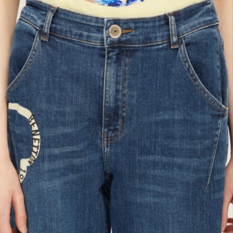 Benetton Джинсы деним с карманным принтом Badpa7531