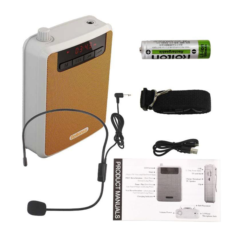 Портативный усилитель голоса Rolton K300 с зажимом для ремня, гарнитура, микрофон, поддержка радио, FM, Tf, Mp3-динамик