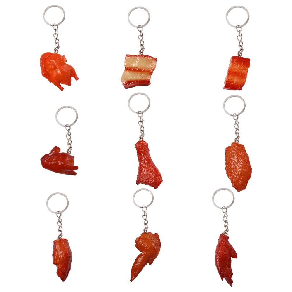 Wings Pork Belly Drumstick Fashion Jewelry Fast Food Key Ring Simulation Food Keychains Bag Pendant