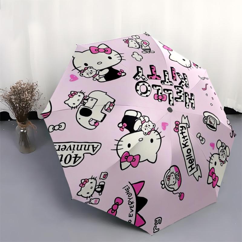1pc Hello Kitty Anniversary Design Umbrella with Plastic Handle,Suitable for All Seasons Home Travel Outdoor UmbrellaSanlio518