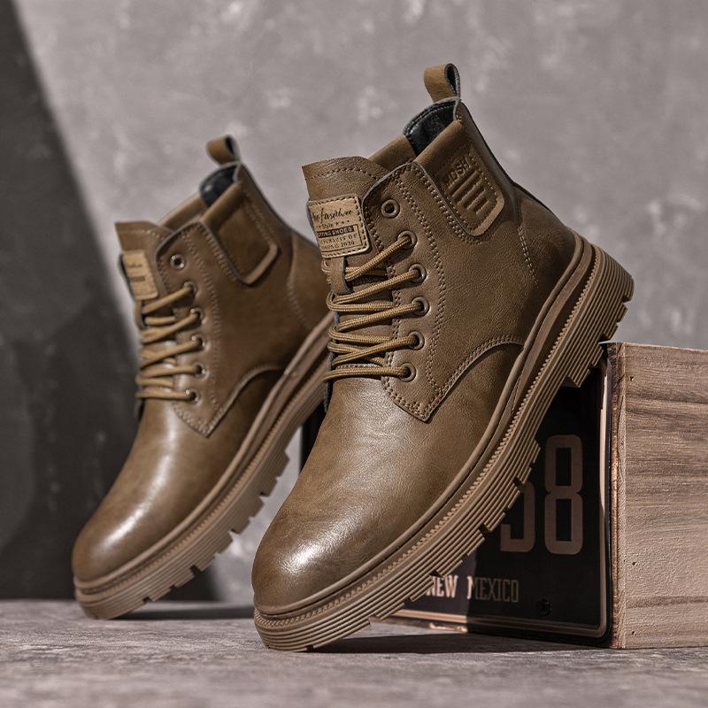 Men's Shoes Winter New High-top Martin Boots Men's British Low-top Casual Leather Shoes British American Retro Tooling Shoes