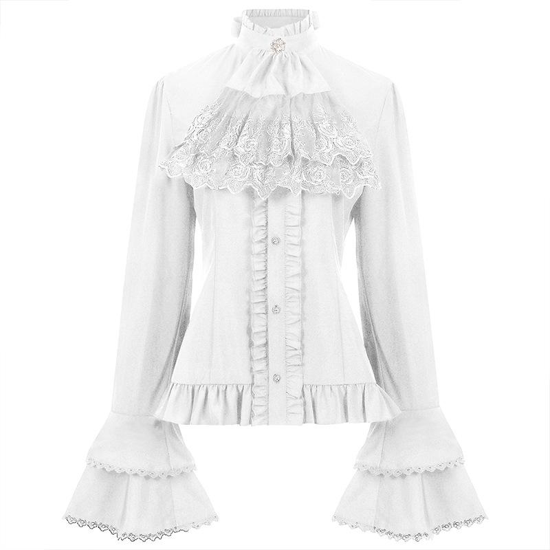 Steampunk Victorian Costume Women Pleated Shirt