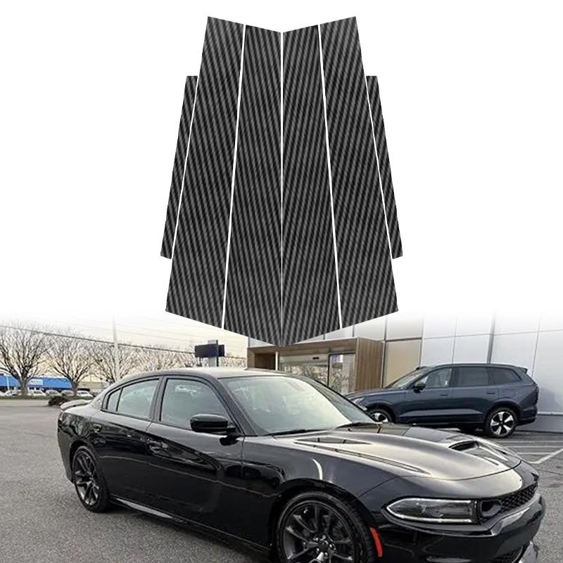 6 шт. для Dodge Charger 2011-2023 эффект карбонового волокна на зеркалах, накладка на среднюю стойку двери, центральную стойку BC