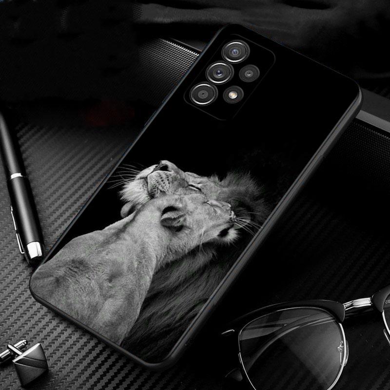 Чехол со львом для Samsung Galaxy A51 A71 A41 A31 A11 A01 A72 A52 A42 A32 A22 A21s A02s A12 A02, черный силиконовый чехол для телефона