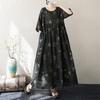 Short Sleeve Plus Size Cotton Vintage Floral New In Dresses for Women Casual Loose Long Summer Dress