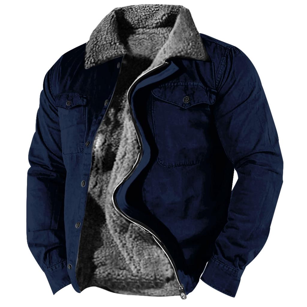 Men's Winter Halloween Casual Print Long Sleeve Button Thick Coat