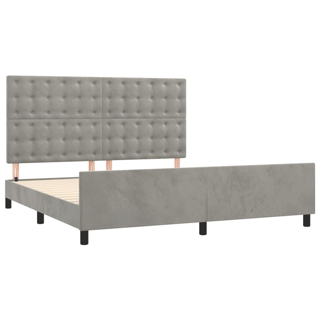 Bed Frame without Mattress Light Grey 160x200 cm Velvet