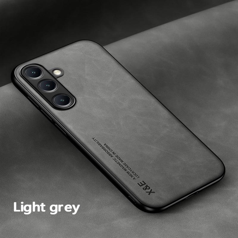 Solid Color Lambskin Leather Slim Case For Samsung S25 Ultra S24 FE S23 A56 A36 A55 A16 A54 A35 A15 Soft Shockproof for MagSafe Magnetic Phone Cover