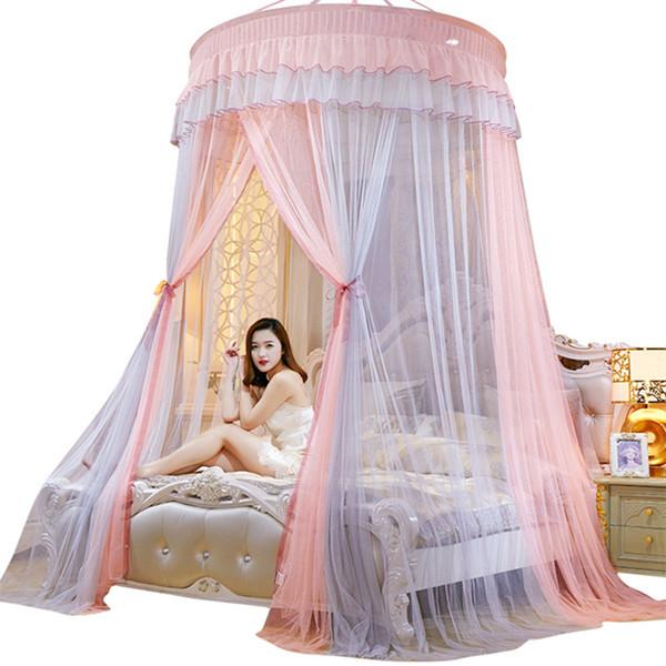 Романтическая купольная москитная сетка принцессы, градиентная двухцветная кружевная сетка для кровати, трехдверная подвесная сетка для кровати