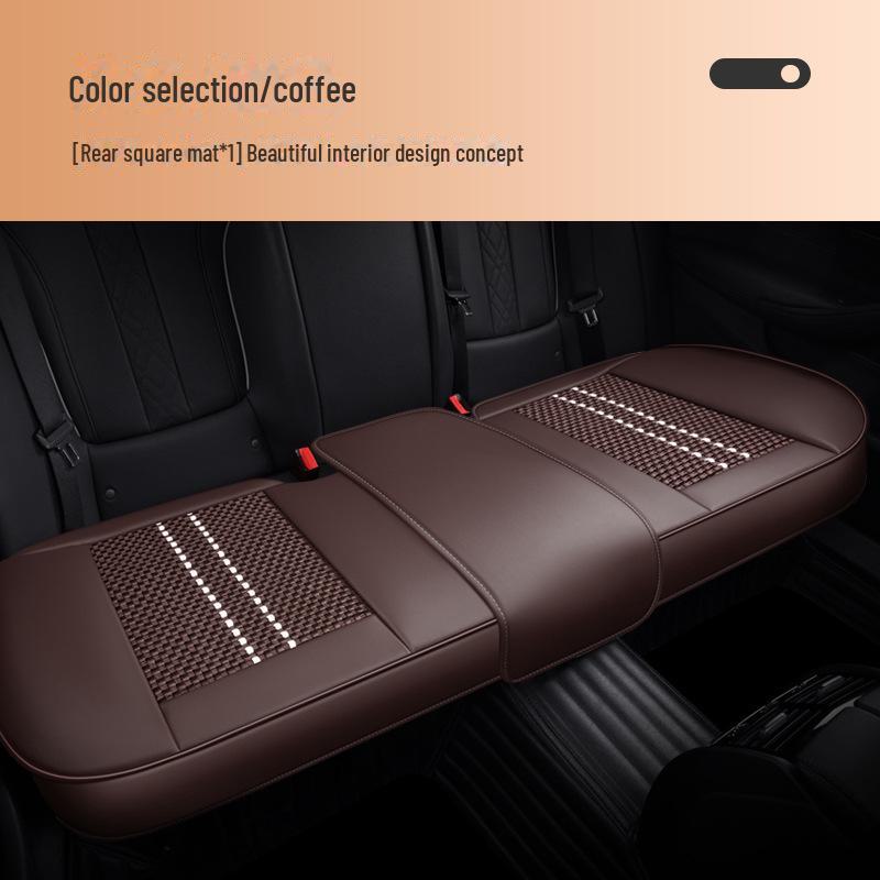 Комплект всесезонных подушек на сиденье автомобиля для водителя, с кожаной обивкой и материалом Ice Silk для вентиляции и противоскользящими свойствами.