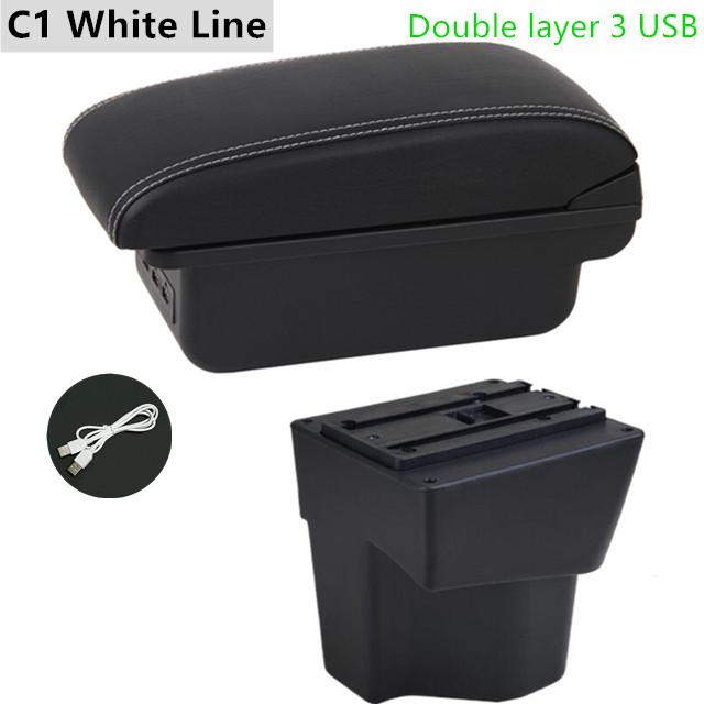 For KIA Rio 5 2012 2013 2014 2015 2016 2017 2018 Car Armrest Box Leather Arm Rest Center Console Storage Box USB Accessory
