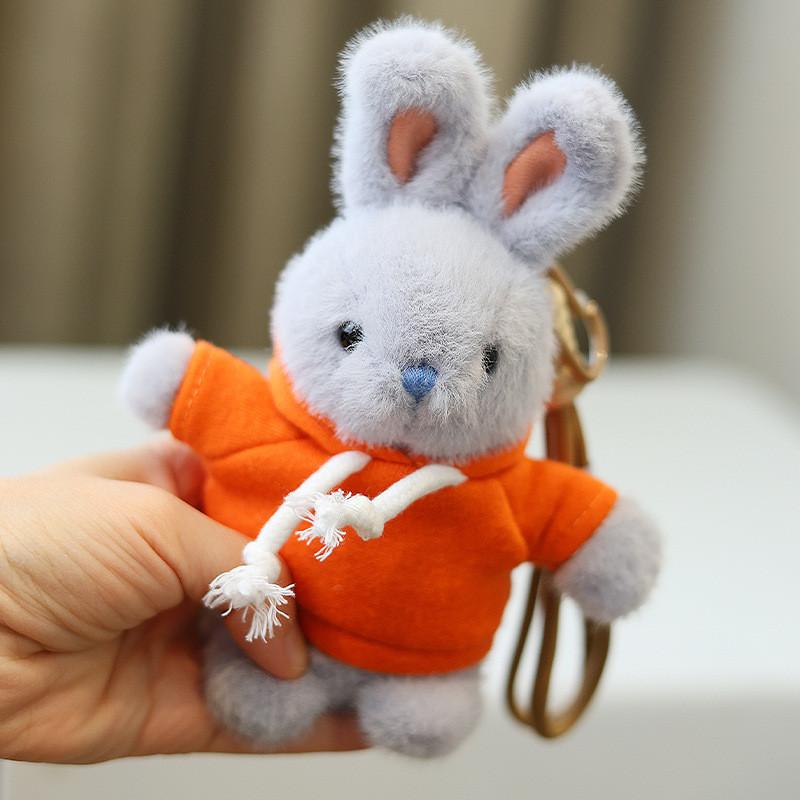Rabbit Plush Keychain Toy Cute Stuffed Animal Doll Kids Birthday Gift Keyring