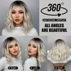 Ombre Blonde Короткий Боб Синтетический парик для женщин с челкой Белое золото Объемная волна Косплей Лолита Натуральные термостойкие волосы