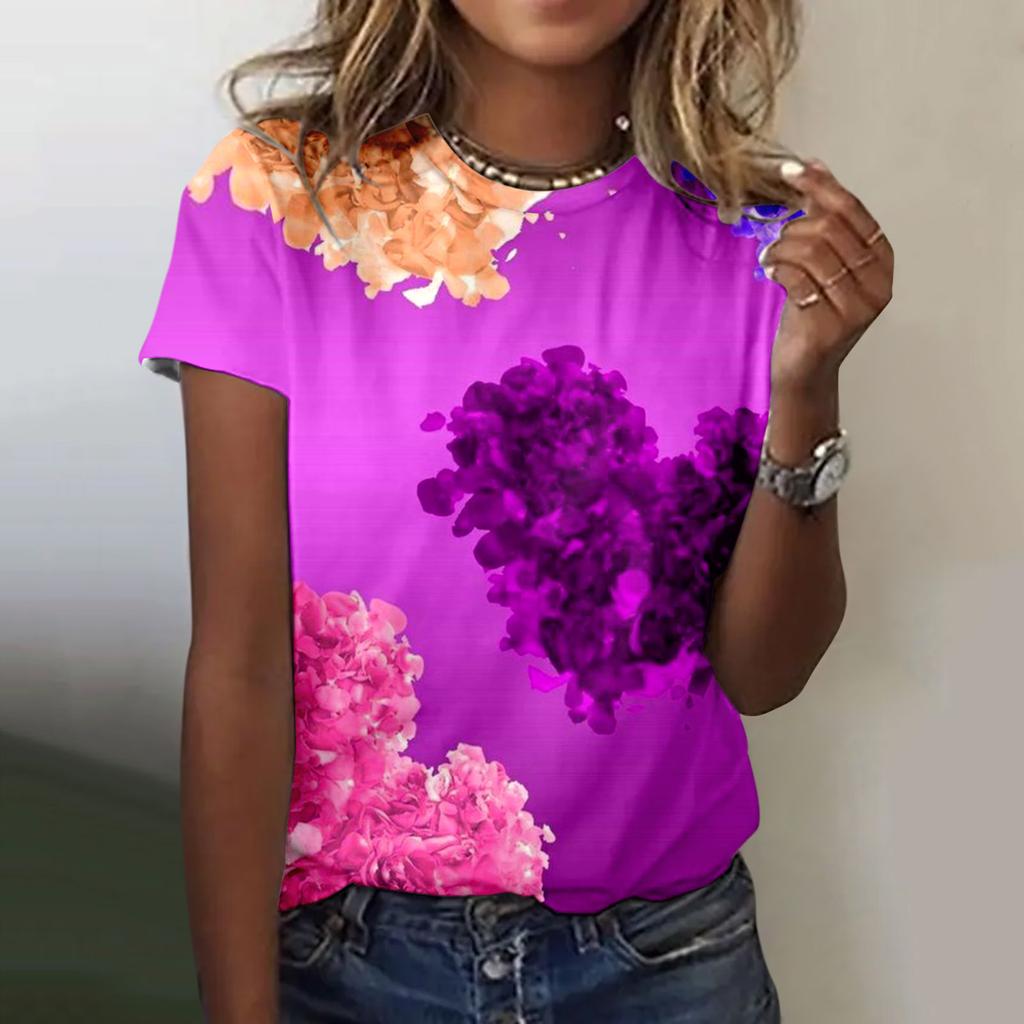 Женская футболка Летний топ с круглым вырезом 3D Красная футболка ко Дню Святого Валентина Модная футболка Универсальная женская большого размера с коротким рукавом