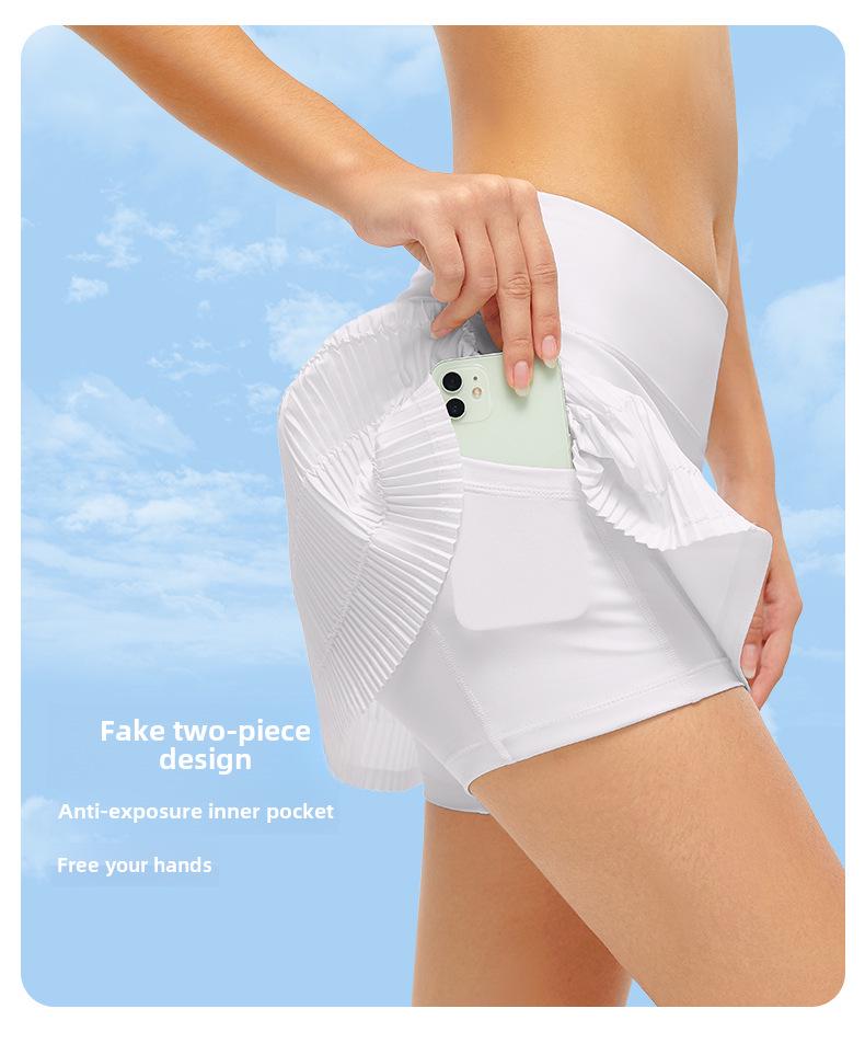 Women's Summer Pleated Tennis Skirt - Sports, Golf, Yoga, Running 2-in-1 Skirt and Shorts